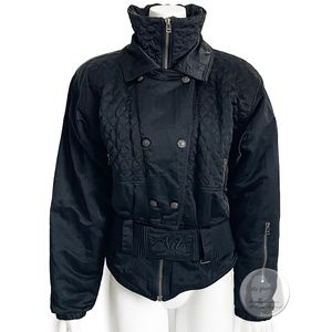 NILS Ski Jacket Winter Snow Skiwear Black Quilted High Neck Made in USA Sz 10